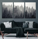 Misty Forest Canvas Wall Art – Monochrome Triptych Pine Tree by MyGreatCanvas | Canvas Wall Art Prints | Photo Prints & Wall Decor