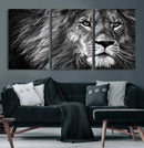 Black and White Lion Canvas Wall Art Print – Wildlife by MyGreatCanvas | Canvas Wall Art Prints | Photo Prints & Wall Decor