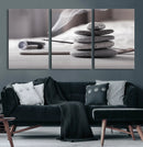 Burning Incense and Zen Stones Buddhism Wall Art, Zen Stones