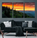 Smoky Mountains Sunset Wall Art Canvas Print | 3 Panel by MyGreatCanvas | Canvas Wall Art Prints | Photo Prints & Wall Decor