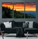 Forest Landscape Wall Art Sunset Canvas, Forest Sunset