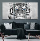 Black and White Tiger Wall Art Animal Canvas Print