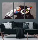 Dj Monkey Listening to Music Wall Art Print | Banksy Monkey by MyGreatCanvas | Canvas Wall Art Prints | Photo Prints & Wall Decor