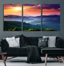 Sunset over Mountain Canvas Print, Forest Canvas Wall Art –