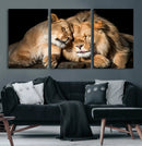 Lion and Lioness Wall Art Canvas Print – Framed African