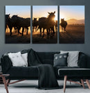 Horse Herd Wall Art Animal Canvas Print