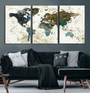 Vintage World Map Wall Art Canvas Print, Framed Rustic Earth by MyGreatCanvas | Canvas Wall Art Prints | Photo Prints & Wall Decor