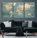 Classic World Map Canvas Print – Framed Vintage Map Wall by MyGreatCanvas | Canvas Wall Art Prints | Photo Prints & Wall Decor