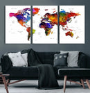 World Map Canvas Print – Detailed Map of the World Wall Art