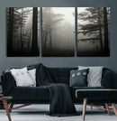 Misty Forest Wall Art Premium Canvas Print a Foggy and