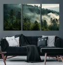 Misty Forest Wall Art Premium Canvas Print a Foggy and