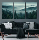 Captivating Misty Foggy Forest Wall Art Premium Canvas Print