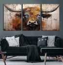 Abstract Bull Highland Cow Canvas Wall Art Print – Vibrant by MyGreatCanvas | Canvas Wall Art Prints | Photo Prints & Wall Decor