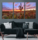 Arizona Desert Wall Art Canvas Print - Framed Deser Sunset