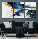 Gold Marble Art - Abstract Geode Gold And Blue Marble Shape