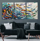 Modern Abstract Fish Shoal Wall Art Canvas Print, Colorful by MyGreatCanvas | Canvas Wall Art Prints | Photo Prints & Wall Decor