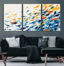 Abstract Fish Shoal Wall Art Canvas Print, Colorful Fish