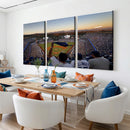 Dodger Stadium Sunset Game Triple Canvas Wall Art - Los