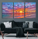 Vibrant Sunset Beach Wall Art - Ocean Sunset Canvas Print |