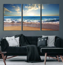 Serene Ocean Sunset Canvas Wall Art - Beach Waves at Sunset,