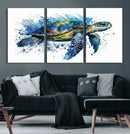 Turtle Wall Art Canvas Print, Framed Watercolor Turtle Art
