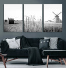 Vintage Farmhouse Black and White Triptych Wall Art – Giclee