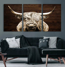 Highland Cow Wall Art Canvas Print, Rustic Farmhouse Decor,