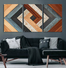 Geometric Wood Art Wall Decor Canvas Print, Rustic Wooden