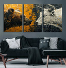 Bear and Bull Wall Art Canvas Print – Abstract Animal