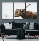 Rustic Bull Wall Art Canvas Print – Modern Longhorn