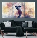 Abstract Watercolor Golf Player Wall Art Canvas Print