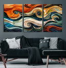 Abstract Wave Wall Art | Ready to Hang Framed Canvas Print |