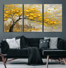 Yellow Blossom Tree Canvas Wall Art - Floral Abstract Modern