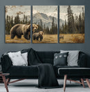 Rustic Grizzly 399 Bear Family Wall Art Canvas Print