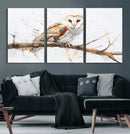 Barn Owl Wall Art on Branch | Stunning Canvas Print for