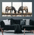 Chines Ink Style Horses Wall Art Canvas Print