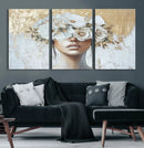 Golden Petal Wall Art - Canvas Print Flower Head Woman