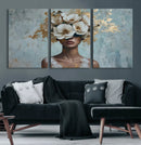 Golden Petal Wall Art - Petal Silhouette Woman Wall Art by MyGreatCanvas | Canvas Wall Art Prints | Photo Prints & Wall Decor