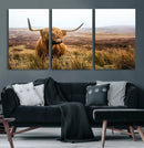 Scottish Highland Cow Canvas Wall Art – Rustic Farmhouse