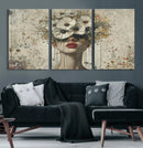 Abstract Floral Women Patel Wall Art Canvas Print