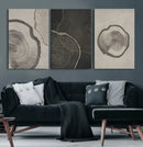 Modern Abstract Tree Ring Canvas Art Set | 3 Panel Large