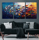 Vibrant Abstract Fish Swarm Art – Colorful Fish Inspired