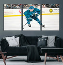San Jose Sharks Ice Hockey Player Wall Art Canvas Print