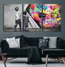 Banksy Print - Street Art Canvas Wall Art - Kids Revealing