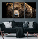 Grizzly Brown Bear Canvas Wall Art, Wildlife Animal Canvas