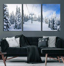 Winter Ski Lift Wall Art Print - Landscape Wall Art | Snowy