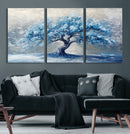 Abstract Blue Tree Art Canvas Print, Majestic Tree Wall Art