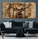 Wood Abstract Deer Wall Art | Rustic Wildlife Canvas Print |