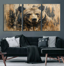 Majestic Grizzly 399 Bear Wall Art | 3-Panel Rustic Canvas