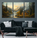 Wood Cabin Retreat Mountain at Sunset Wall Art Print - by MyGreatCanvas | Canvas Wall Art Prints | Photo Prints & Wall Decor